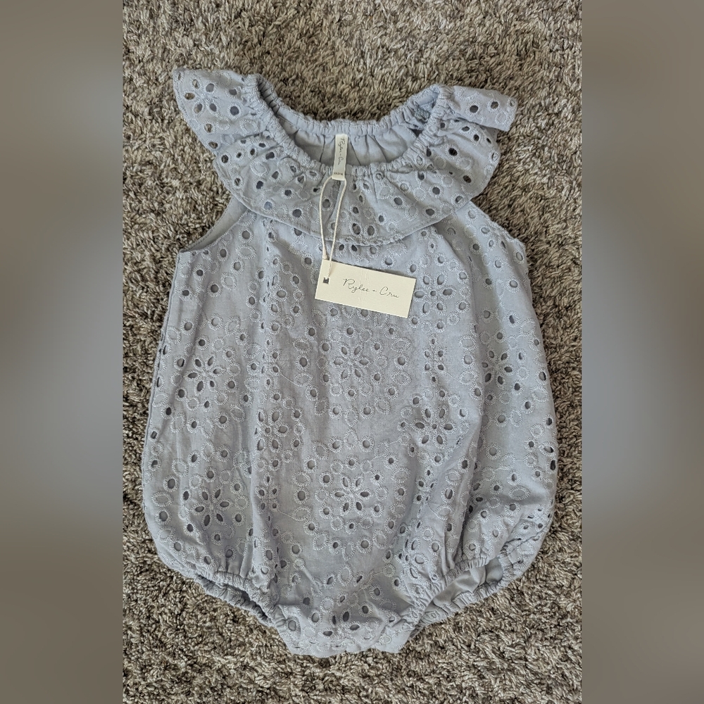 NWT Rylee + Cru Myla Romper, Light Blue, Size 24m